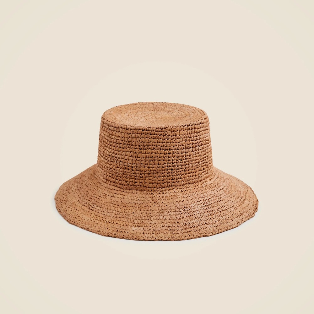 J Crew Wide-brim raffia bucket hat NWT